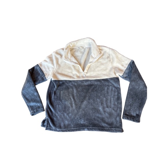 Wallflower Tops - Wallflower Two Tone Plush Fleece Quarter Zip Pullover Top Size M